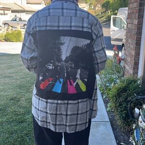 Beatles Upcycled Flannel Shirt unisex Size Large L